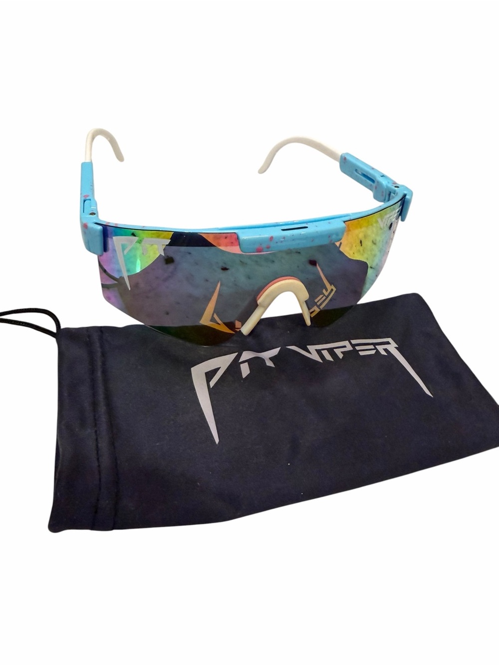 PIT VIPER The Gobby Polarized Sunglasses Blue Pink Splatter NWOT
